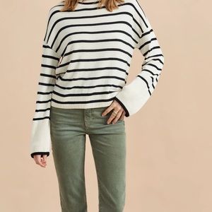 La Ligne Antoine sweater, cream with black stripes, size S